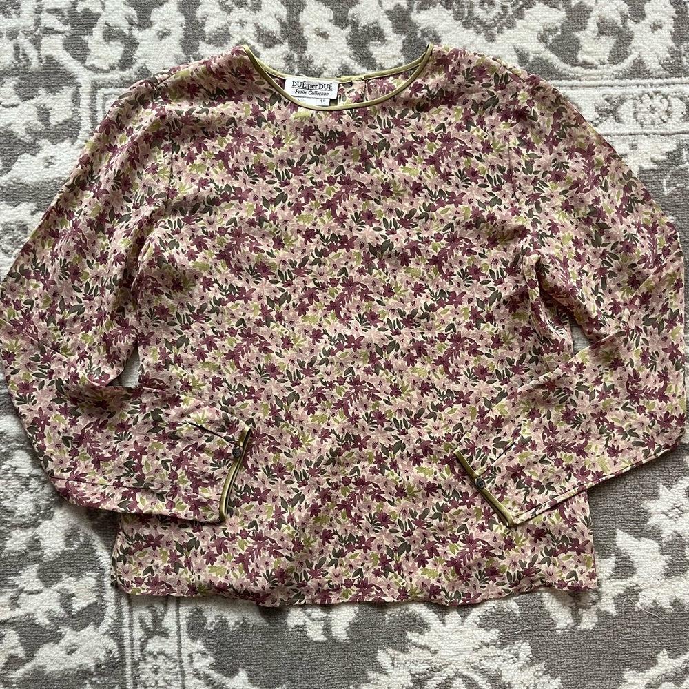 100% Silk Vintage Floral Blouse